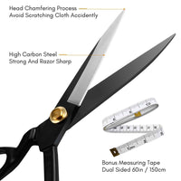 Professional Tailor Scissors 9 Inch for Cutting Fabric Heavy Duty Scissors for Leather Cutting Industrial Sharp Sewing Shears for Home Office Artists Dressmakers