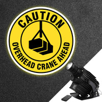 Outdoor 40W Rotating Gobo Projector with Glass Gobo- Overhead Crane Warning Graphic
