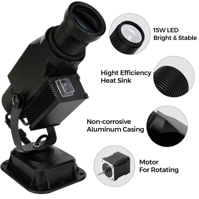 Outdoor 15W Rotating LED Gobo Projector